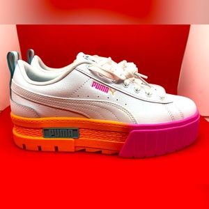 Puma Mayze Daybreak Women’s Platform Sneakers 388313-01 White/Orange/Pink Sz 7